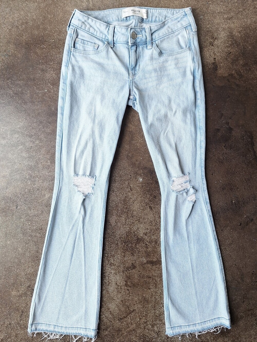 Hollister Low Rise Light Wash Ripped Flare Jeans - Women Size 24